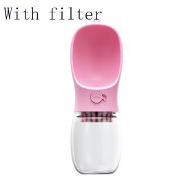 wPet Water Cup Outdoor Portable Water Bottle (Style: 350ML, Color: Pink With filter)