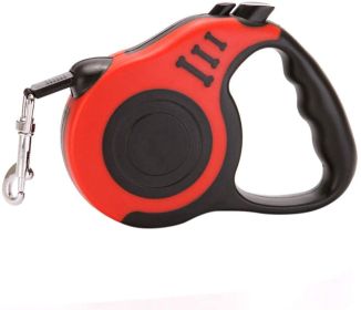 lDog Leash Retractable for Small Medium Dog up to 33lbs Nylon Tape/Ribbon Anti-Slip Handle One-Handed Brake Pause Lock (Color: Red)