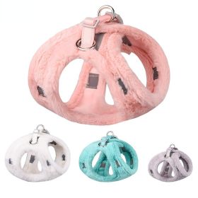 Soft and Warm Dog Harness and Leash Set - Winter Plush Dog Vest Harness with Reflective Bands (Specifications (length * width): S, colour: Set)